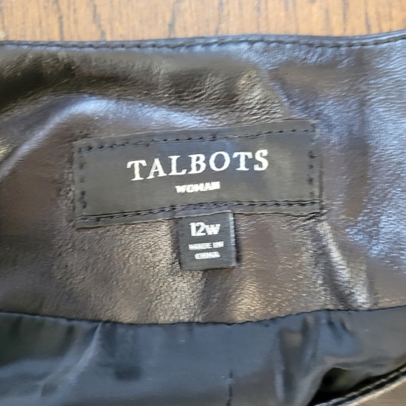 Talbots Black Lamb Skin Leather Jacket with Knit Sleeves Size Women's 12W - Picture 10 of 14